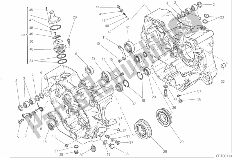 All parts for the Complete Half-crankcases Pair of the Ducati Scrambler Sixty2 Thailand USA 400 2016
